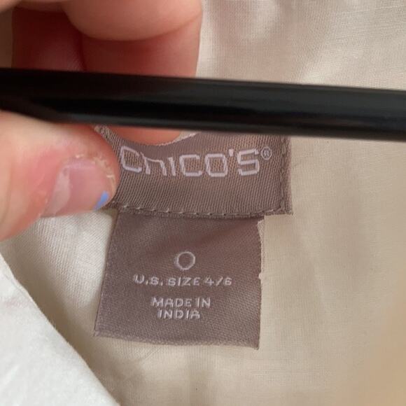 Chico's Coconut Floral Western Equestrian Rodeo Ranch Boho Button Up Cotton Top - Picture 6 of 9